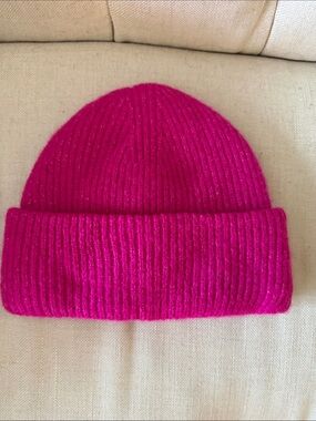 Zara Hot Pink Ribbed Knit Beanie